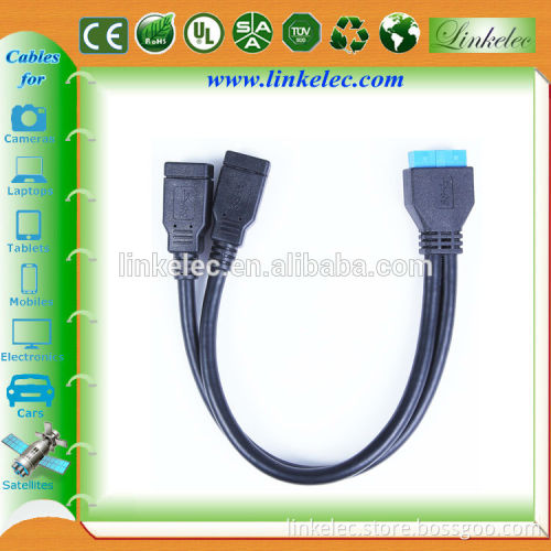 Data cable high speed usb 3.0 cable 3.0 dual usb AF ports to 20 pin cable